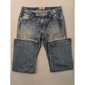 Buckle BKE Tyler Boot Stretch Jeans Mens 36L 36x34 Blue Whiskered Embroidered